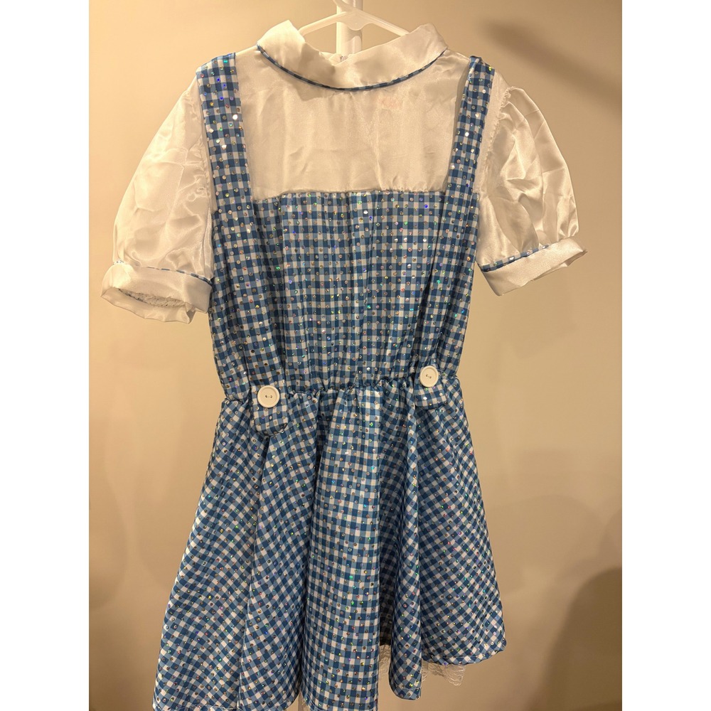 Wizard of Oz Dorothy Glitter Holographic Gingham Costume Dress Girls Medium